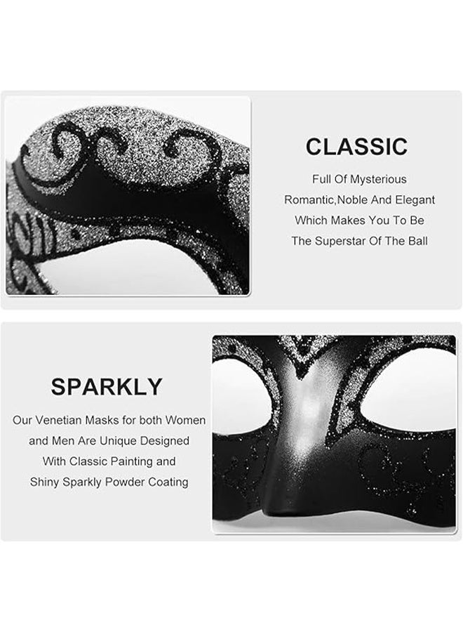 YJ 2 Pcs Couple Masquerade Mask Set Venetian Party Mask Mardi Gras Mask Costume Mask Fancy Dress Mask for Women Men - Image 5